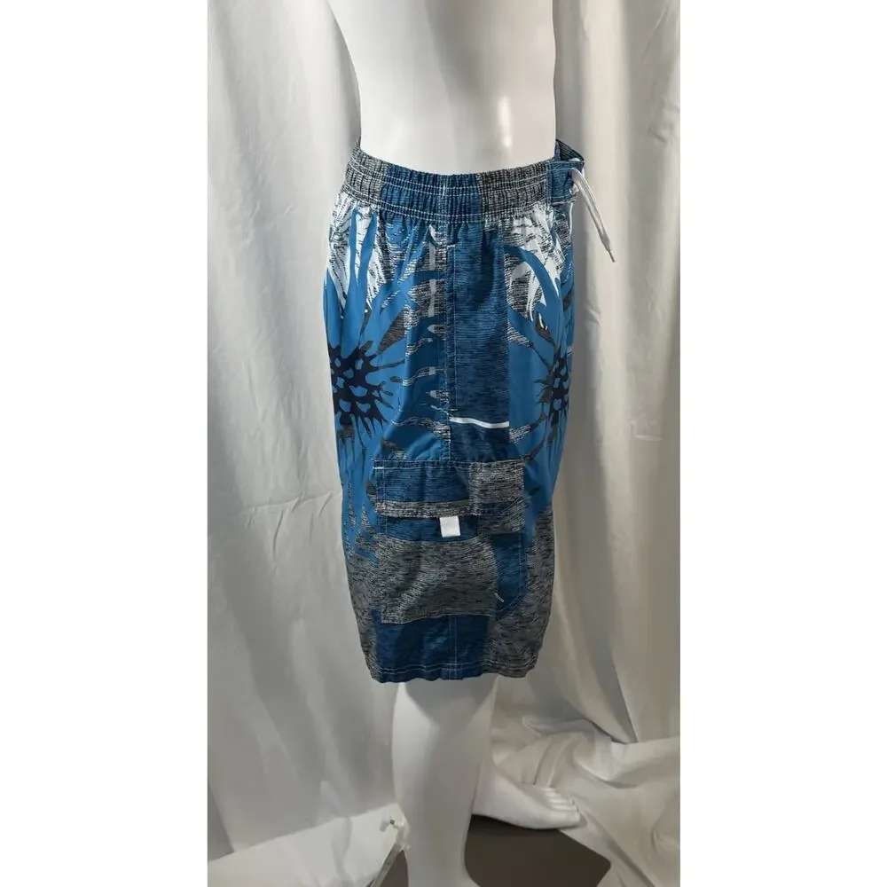 NBN Gear Men's Swim Shorts Trunks Surf Beach Resort Blue Gray White XL 87-39 - Picture 2 of 15